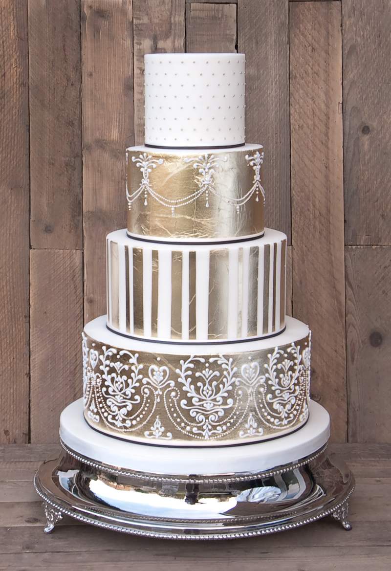 Ornate Gold Leaf Wedding Cake www.couture-cakes.co.uk
